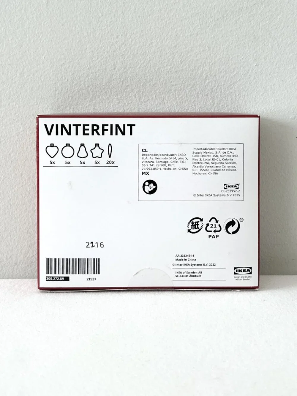 NEW! 20 Piece Mini Glass Christmas Ornaments IKEA Vinterfint Winter Holiday NIB